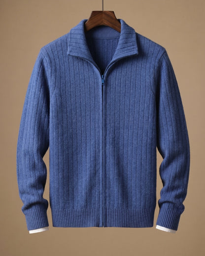 Men's Cashmere Full-Zip Cardigan - back view | Hensley London