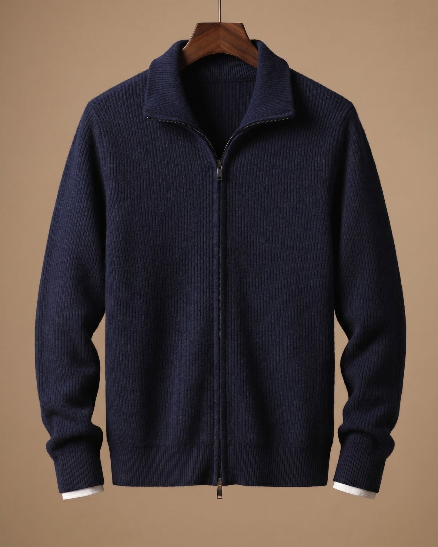 Men's Cashmere Full-Zip Cardigan - detail view | Hensley London
