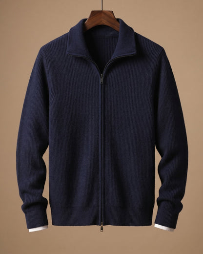 Men's Cashmere Full-Zip Cardigan - detail view | Hensley London