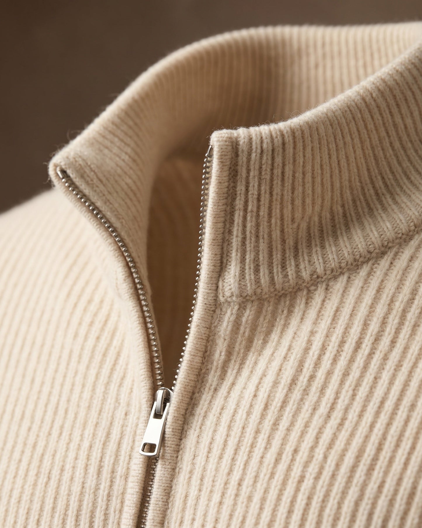 Men's Cashmere Full-Zip Cardigan - fabric detail | Hensley London