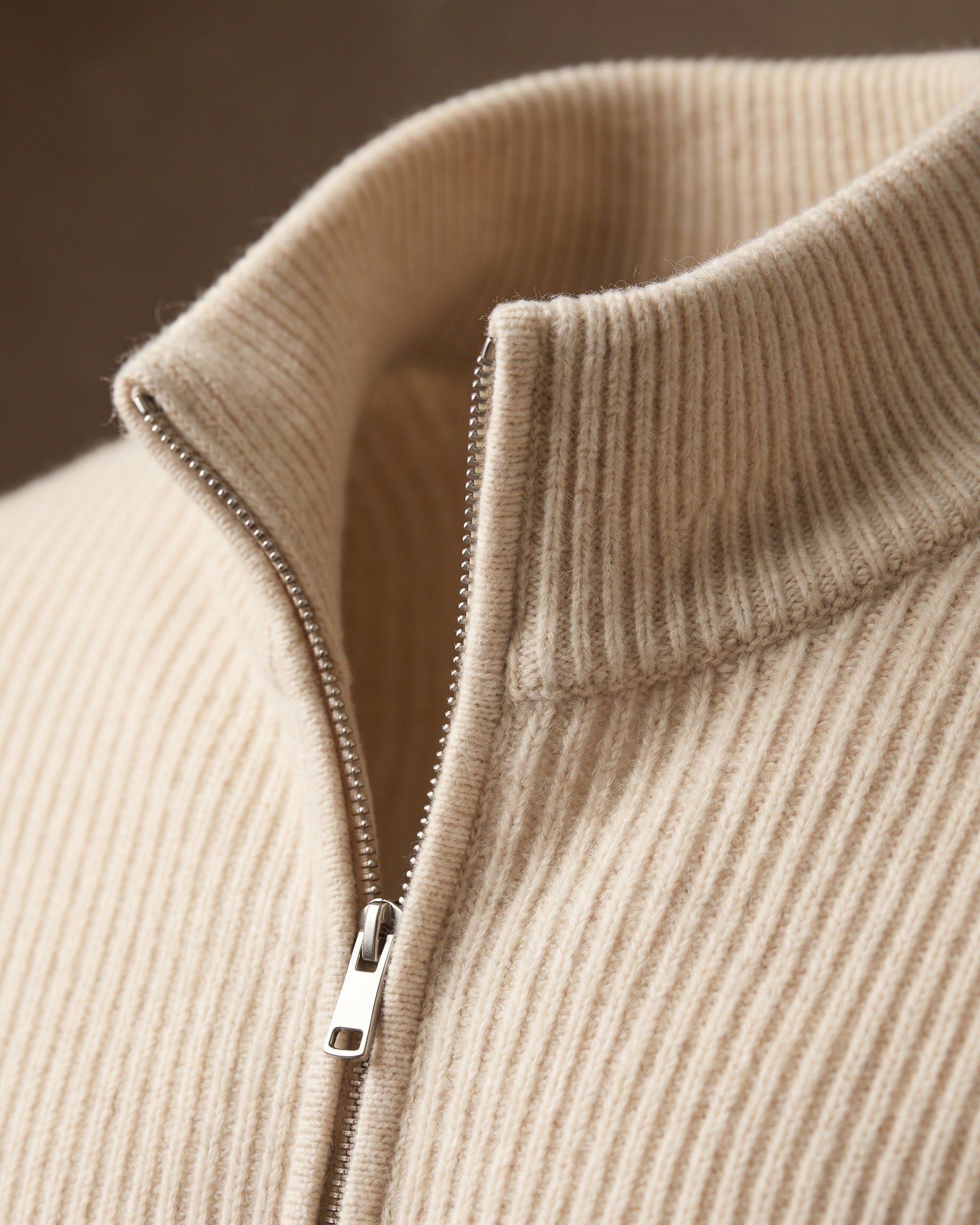 Men's Cashmere Full-Zip Cardigan - fabric detail | Hensley London