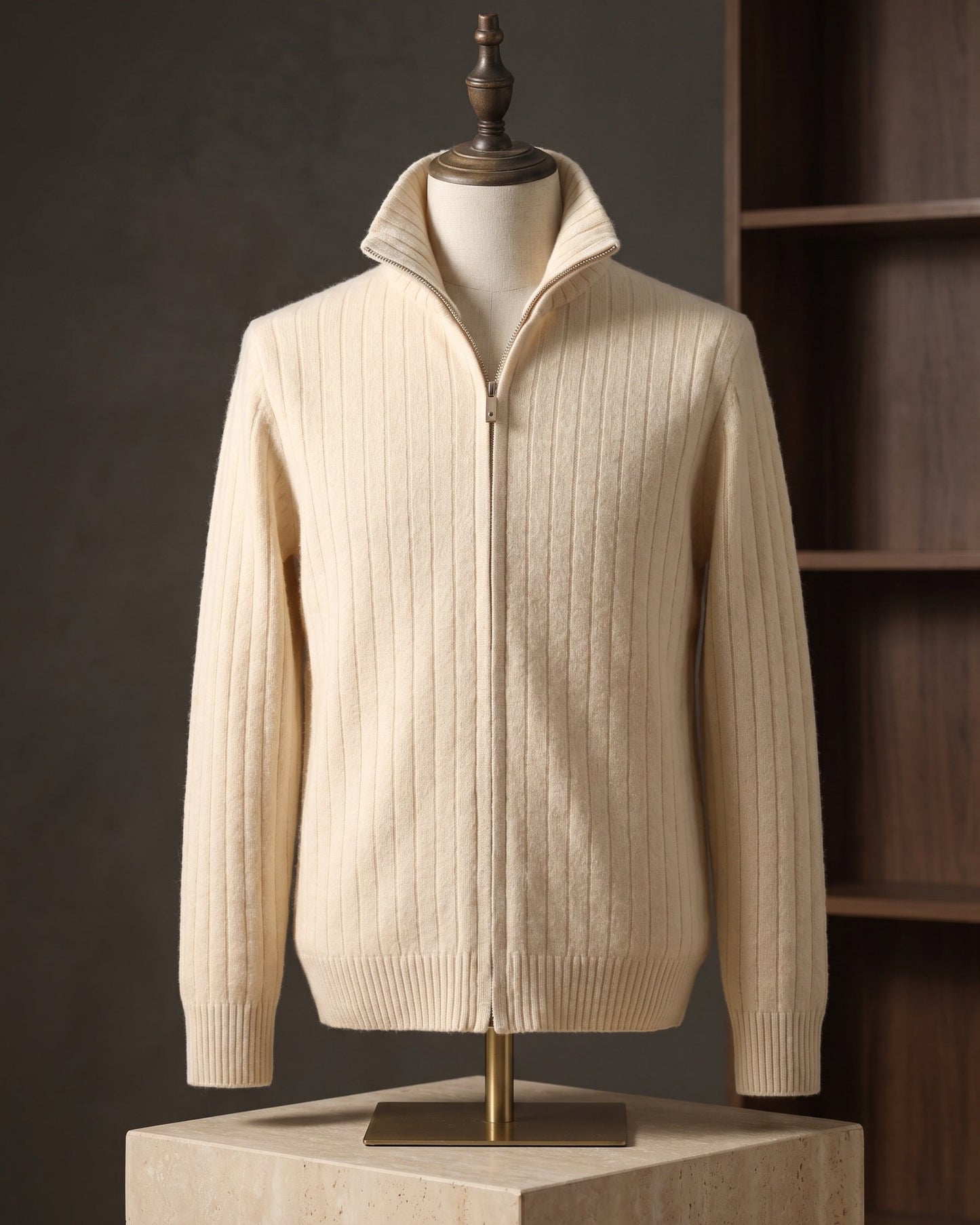 Men's Cashmere Full-Zip Cardigan - lifestyle view | Hensley London
