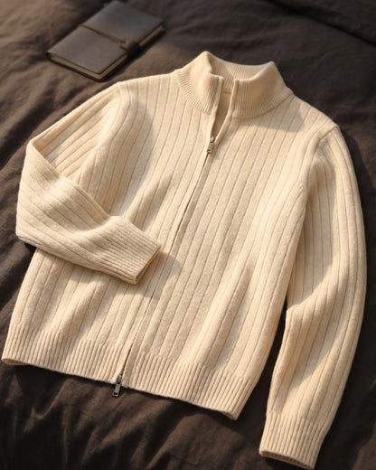 Men's Cashmere Full-Zip Cardigan - studio view | Hensley London