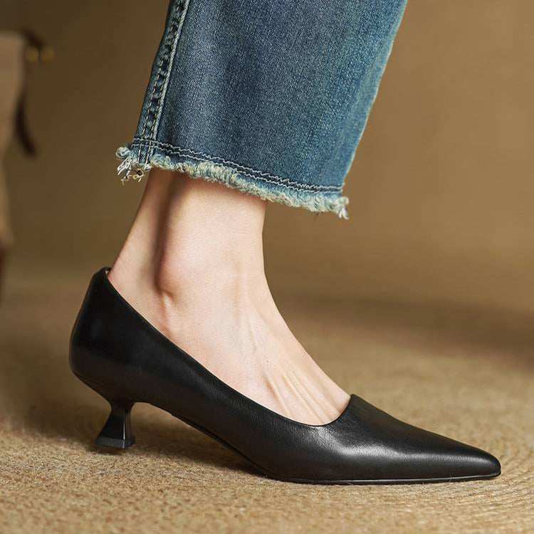 Women's Genuine Leather Pointed Heels – Stiletto