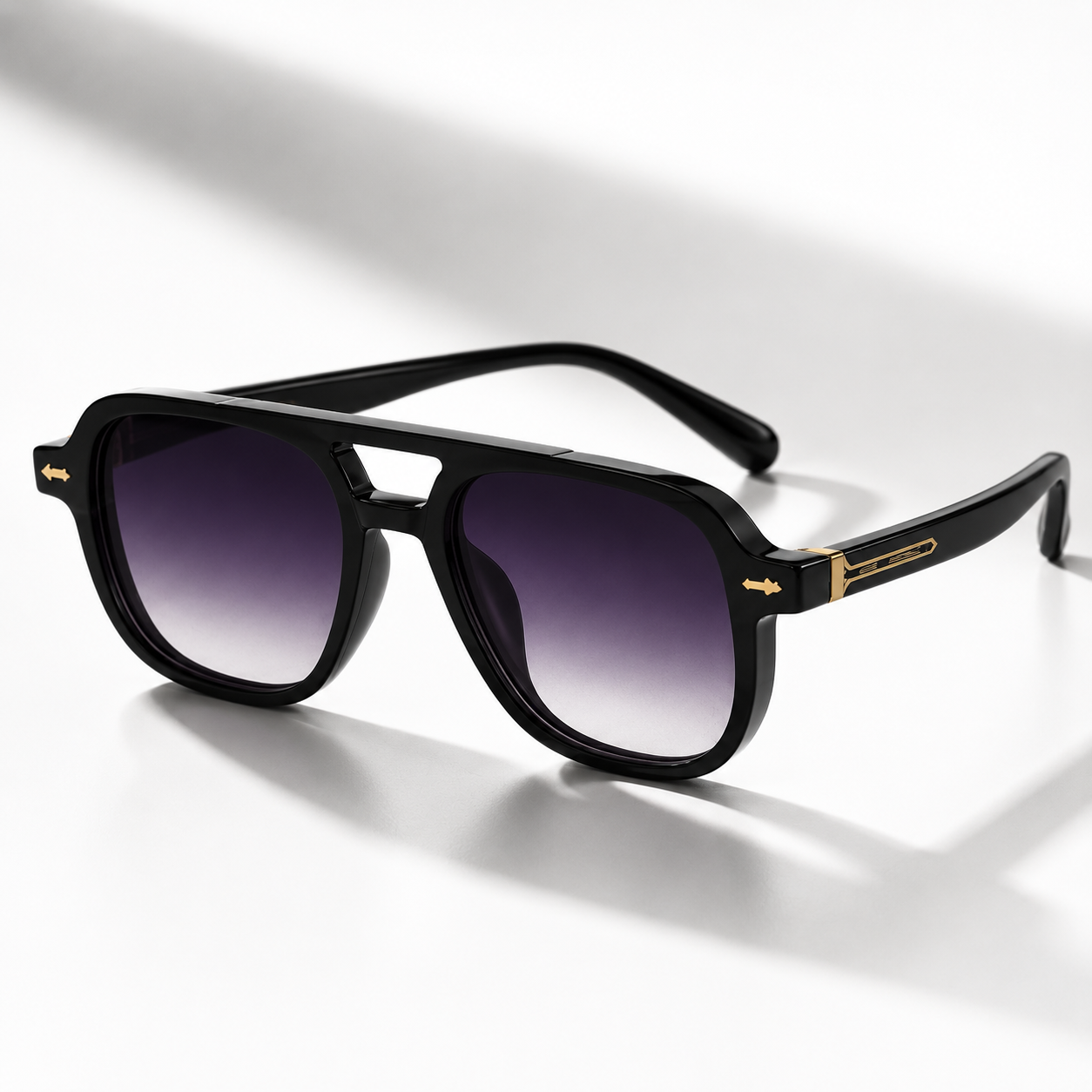 Women's Acetate Double-Bridge Aviator Sunglasses – side view | Hensley London