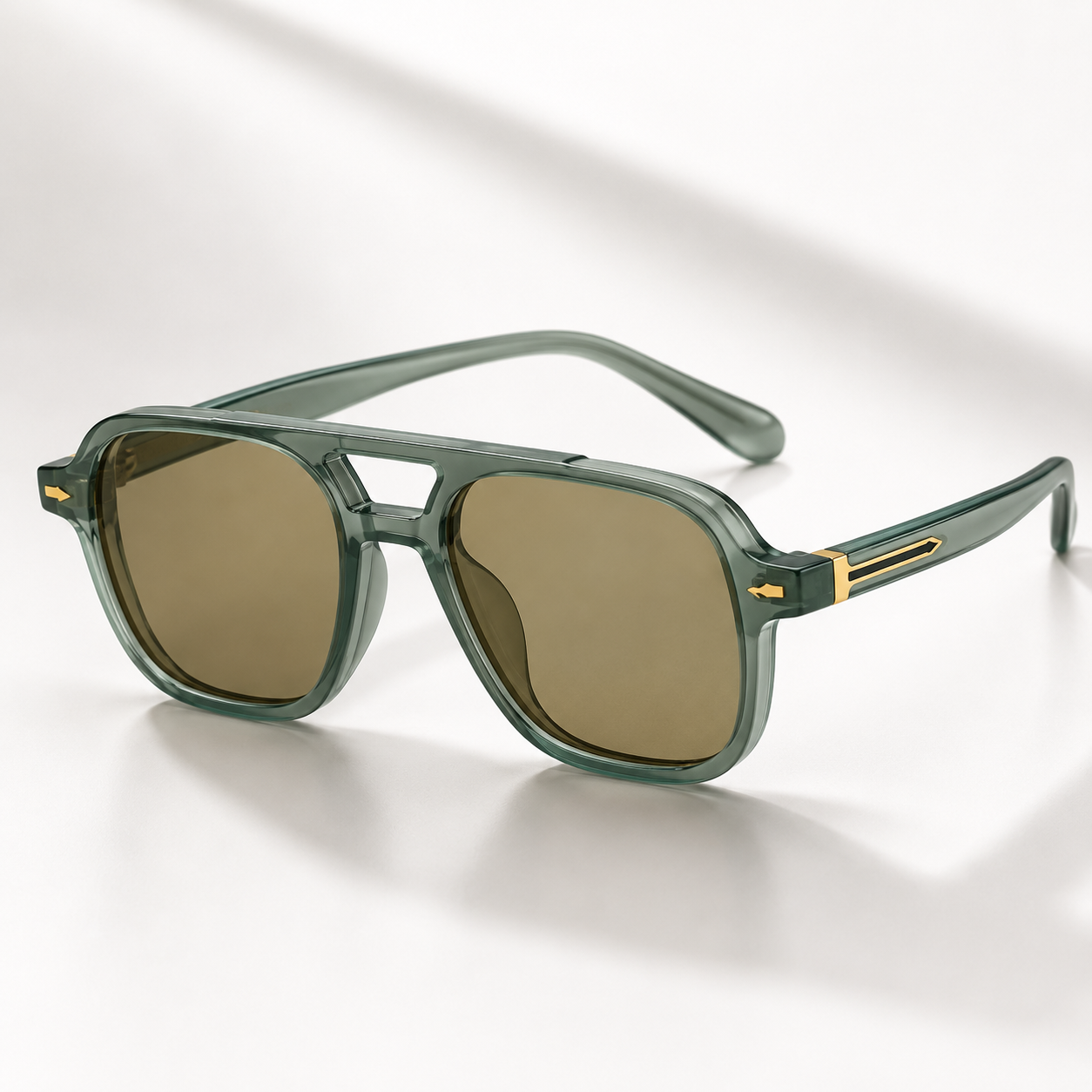 Women's Acetate Double-Bridge Aviator Sunglasses – close-up detail | Hensley London