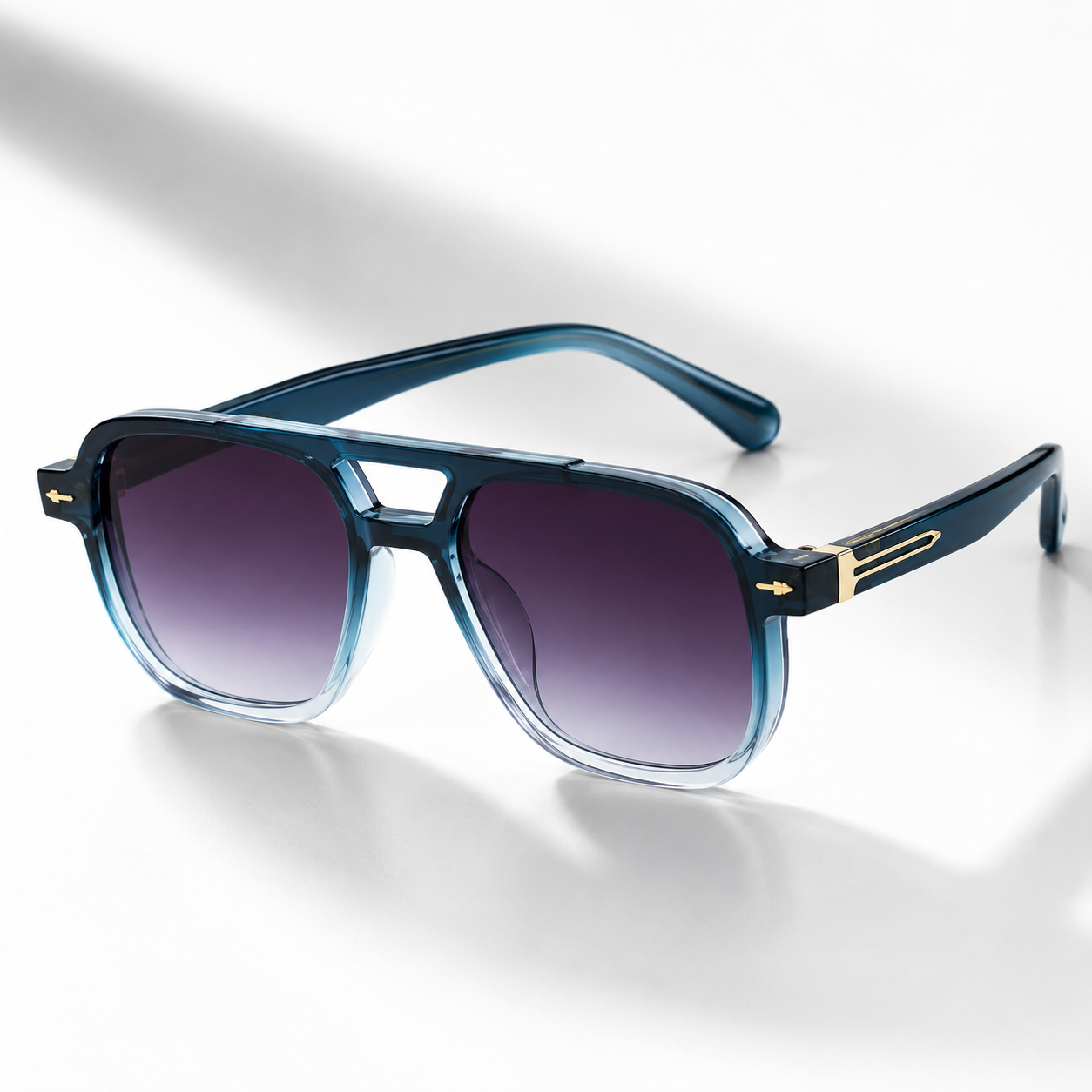 Women's Acetate Double-Bridge Aviator Sunglasses – temple detail | Hensley London