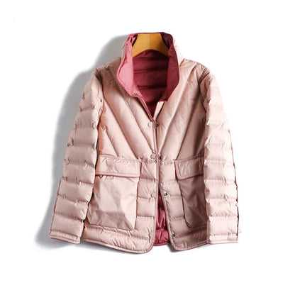 Women's Quilted Waist-Shaped Jacket in Pink – additional view | Hensley London