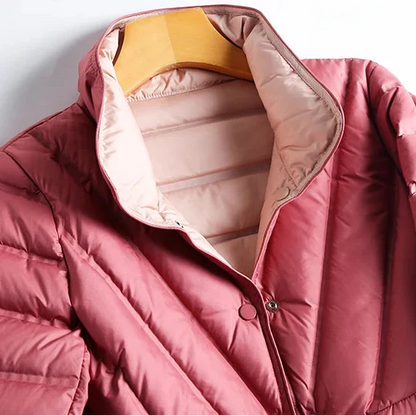 Women's Quilted Waist-Shaped Jacket in Pink – additional view | Hensley London