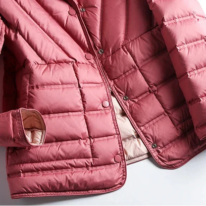 Women's Quilted Waist-Shaped Jacket in Pink – additional view | Hensley London