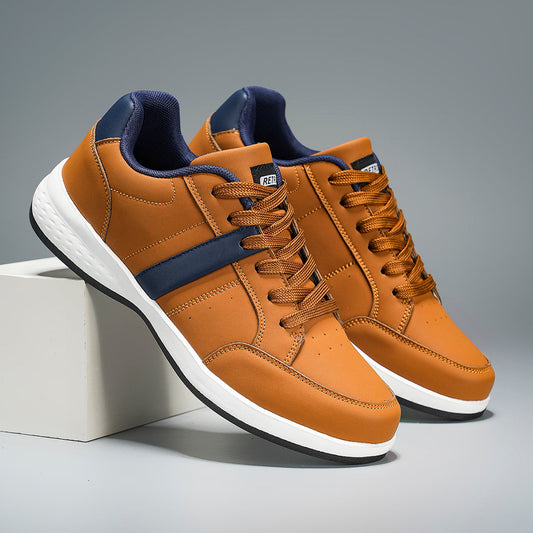 Men's Leather Lace-Up Low-Top Sneakers – product view | Hensley London
