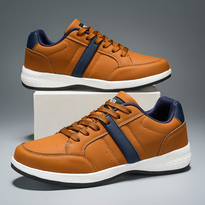 Men's Leather Lace-Up Low-Top Sneakers – product view | Hensley London