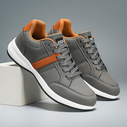 Men's Leather Lace-Up Low-Top Sneakers – product view | Hensley London