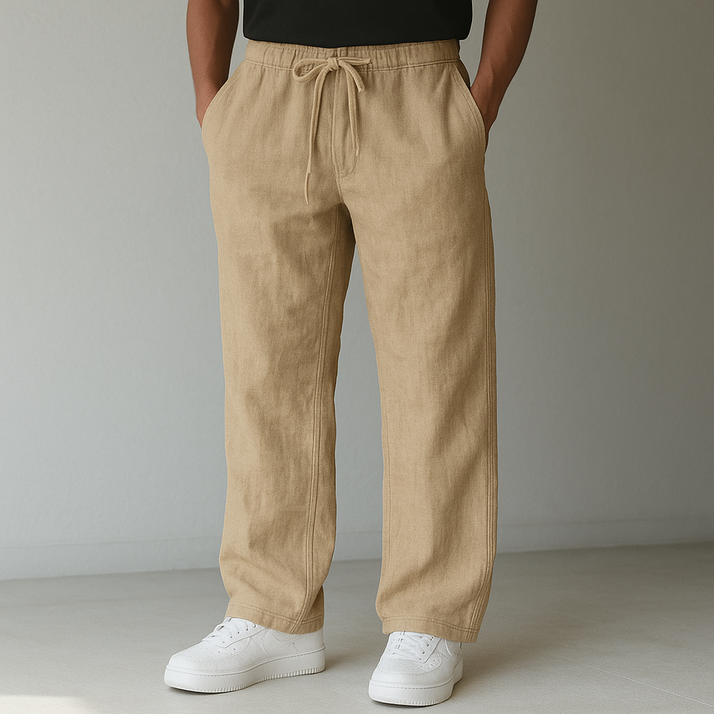 Men's Linen Drawstring Pants – Lightweight Breathable Fit
