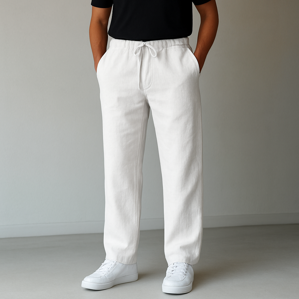 Men's Linen Drawstring Pants – Lightweight Breathable Fit