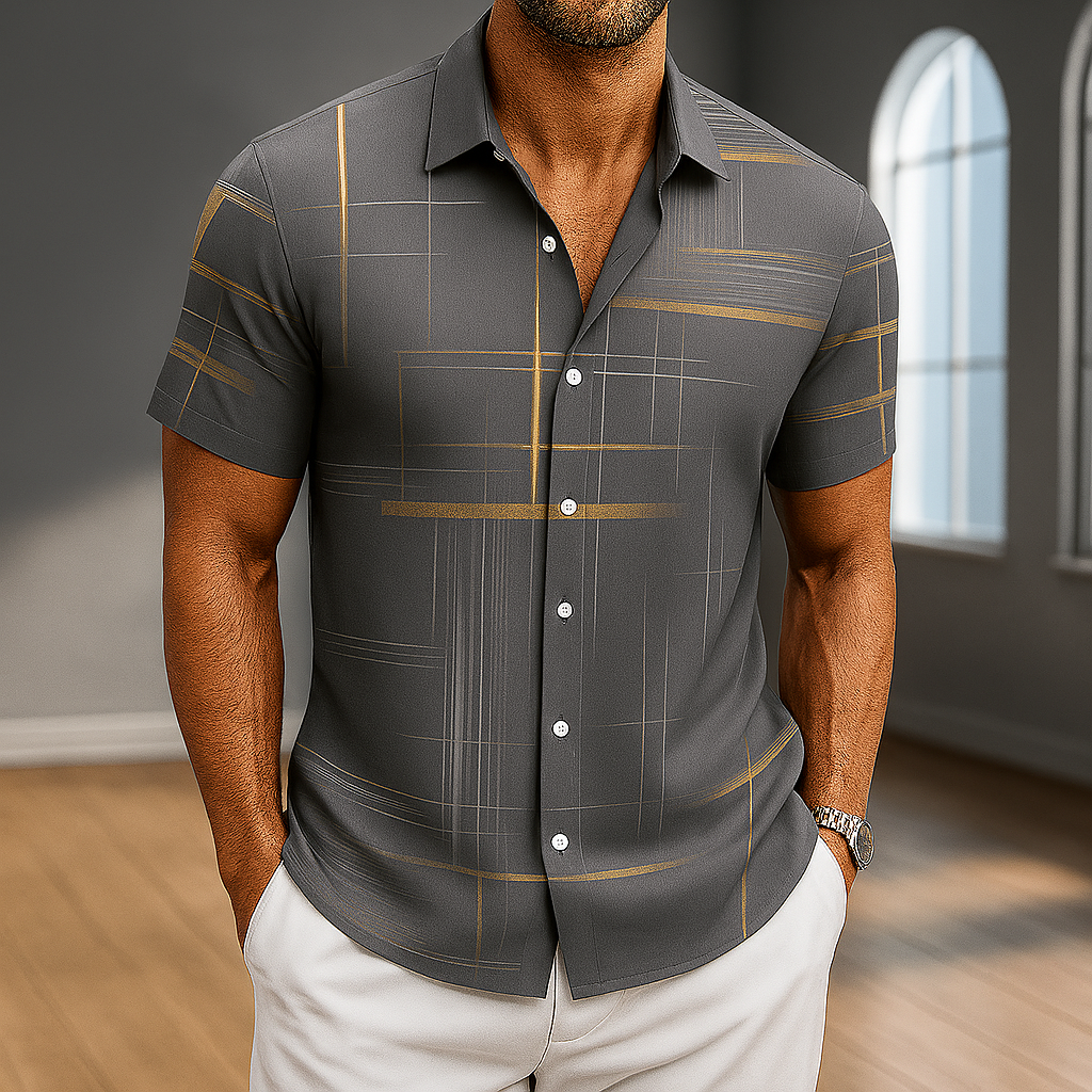 Men's Silk-Blend Button-Up Shirt – back view | Hensley London