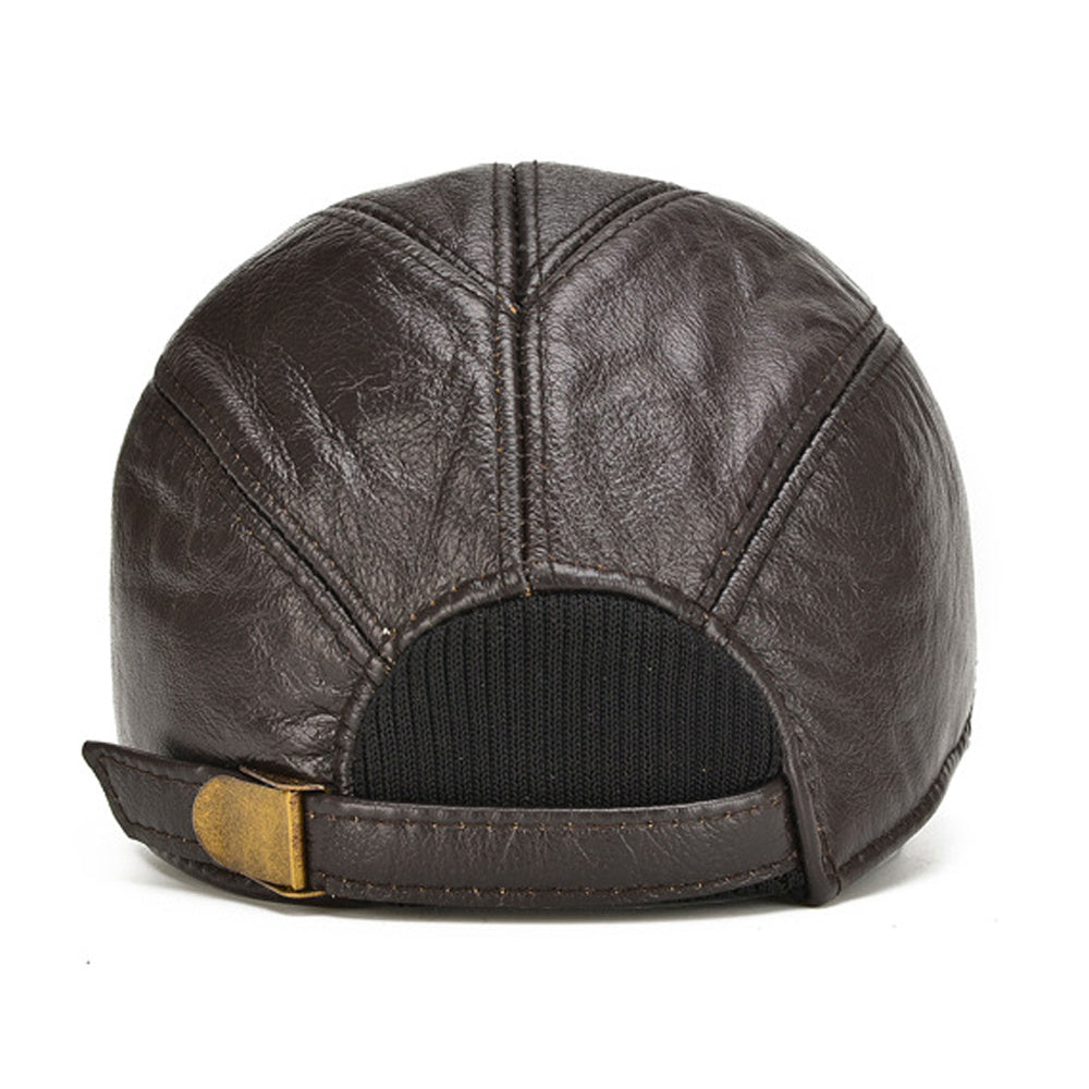 Men's Cowhide Leather Cap – Foldable Ear Flaps