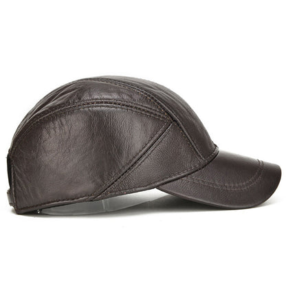 Men's Cowhide Leather Cap – Foldable Ear Flaps