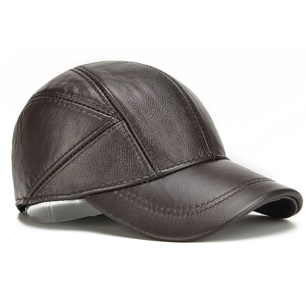 Men's Cowhide Leather Cap – Foldable Ear Flaps