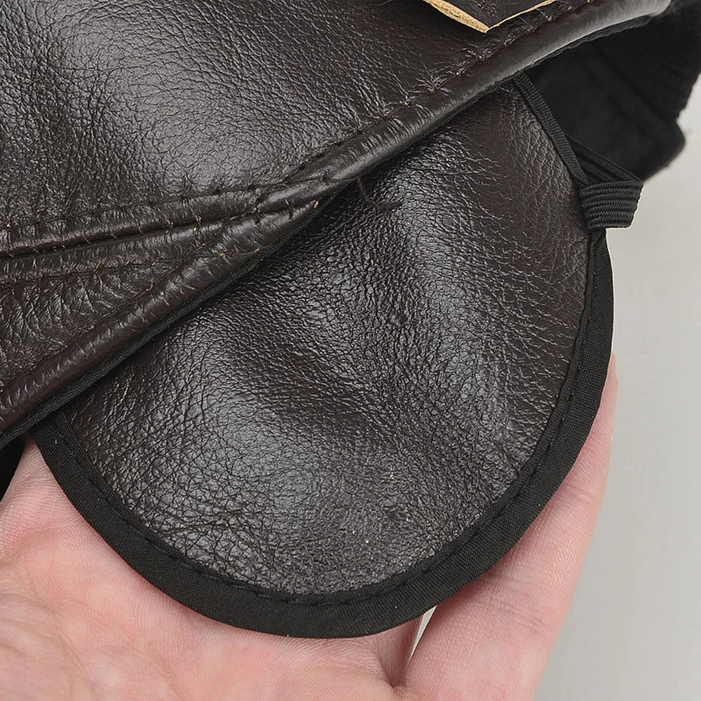 Men's Cowhide Leather Cap – Foldable Ear Flaps