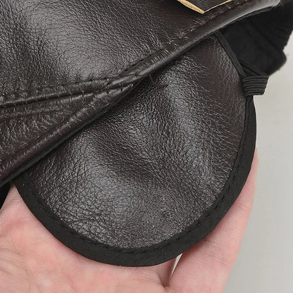 Men's Cowhide Leather Cap – Foldable Ear Flaps