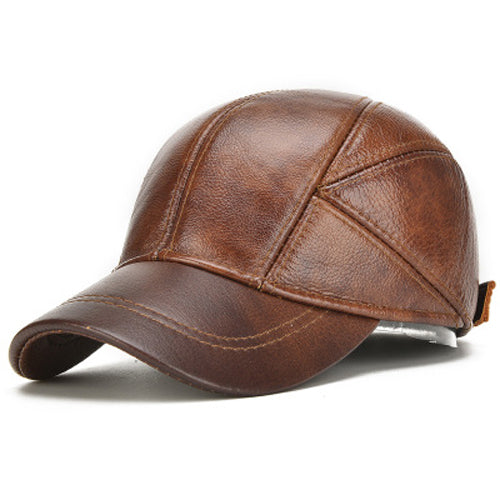 Men's Cowhide Leather Cap – Foldable Ear Flaps