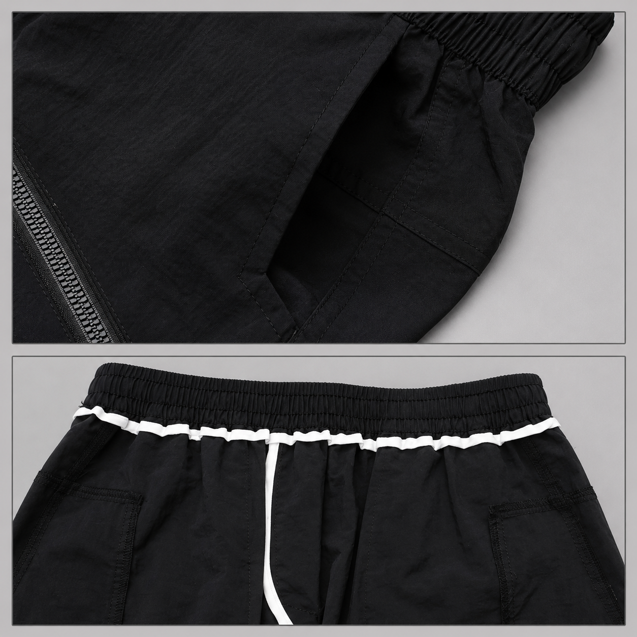 Men's Utility Zip-Pocket Shorts – zip pocket detail view | Hensley London