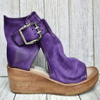 Women's Wedge Sandals Black Suede Orthopedic - 4