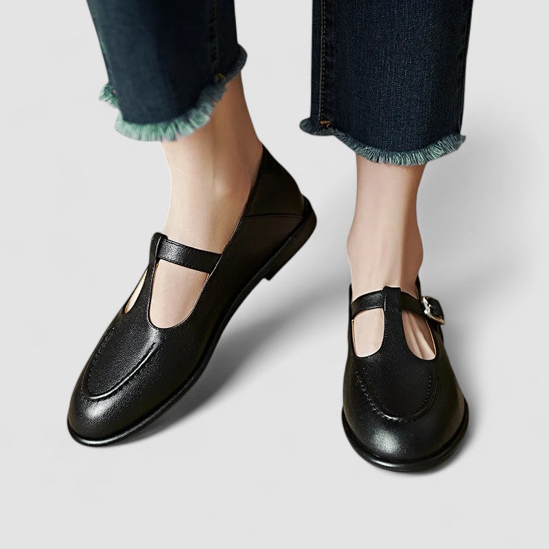 Women's Mary Jane Shoes Black Orthopaedic Low Heel Synthetic