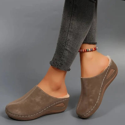 Women's Faux-Fleece-Lined Slip-On Mules – Product view | Hensley London