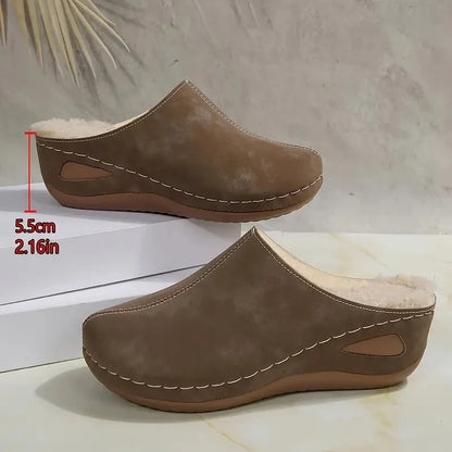 Women's Faux-Fleece-Lined Slip-On Mules – Product view | Hensley London
