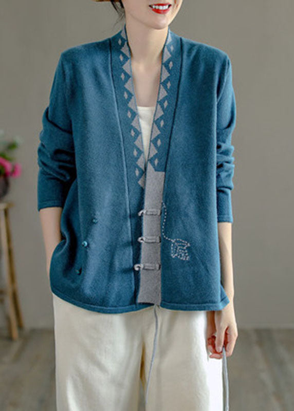 Women's Knit Sweater Beige V Neck Asymmetrical Design - 4