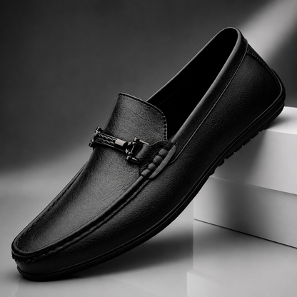 Men's Horsebit Faux Leather Loafers - front view | Hensley London
