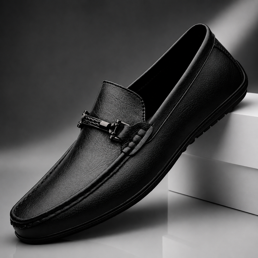 Men's Horsebit Faux Leather Loafers - front view | Hensley London