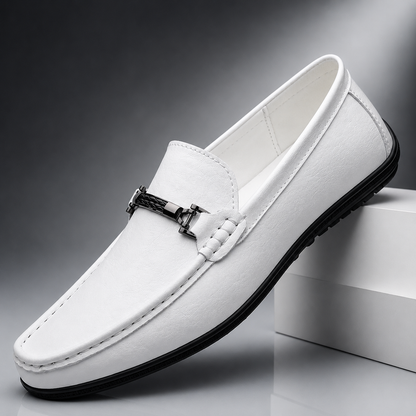 Men's Horsebit Faux Leather Loafers - side view | Hensley London