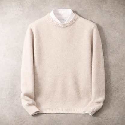 Men's Cashmere Crew-Neck Jumper in Plaid – front view | Hensley London
