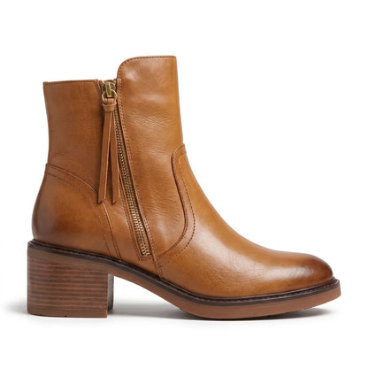 Women's Faux Leather Zip-Up Ankle Boots - side view | Hensley London