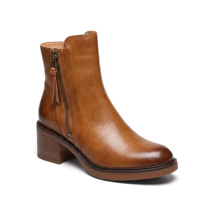 Women's Faux Leather Zip-Up Ankle Boots - back view | Hensley London