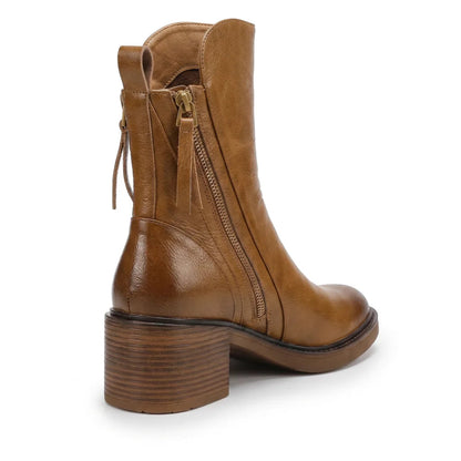 Women's Faux Leather Zip-Up Ankle Boots - detail view | Hensley London