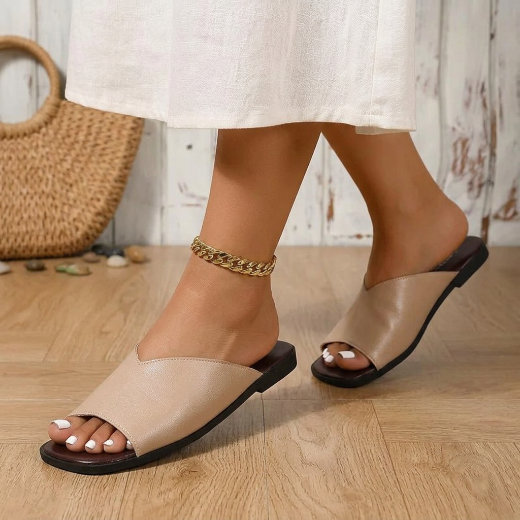 Women's Faux Leather Pointed-Toe Flats - lifestyle view | Hensley London