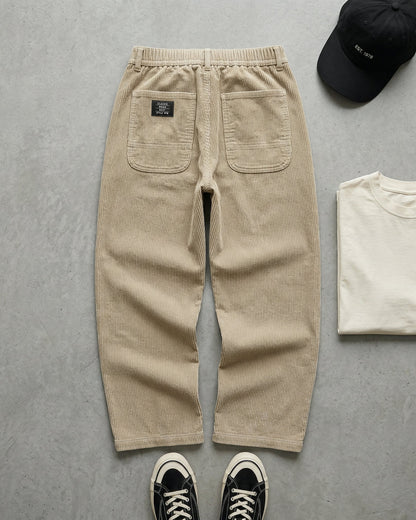 Men's Corduroy Trousers in Khaki – front view | Hensley London