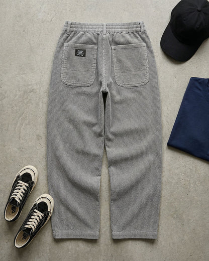 Men's Corduroy Trousers in Gray – front view | Hensley London