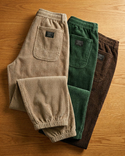 Men's Corduroy Trousers in Khaki – detail view | Hensley London