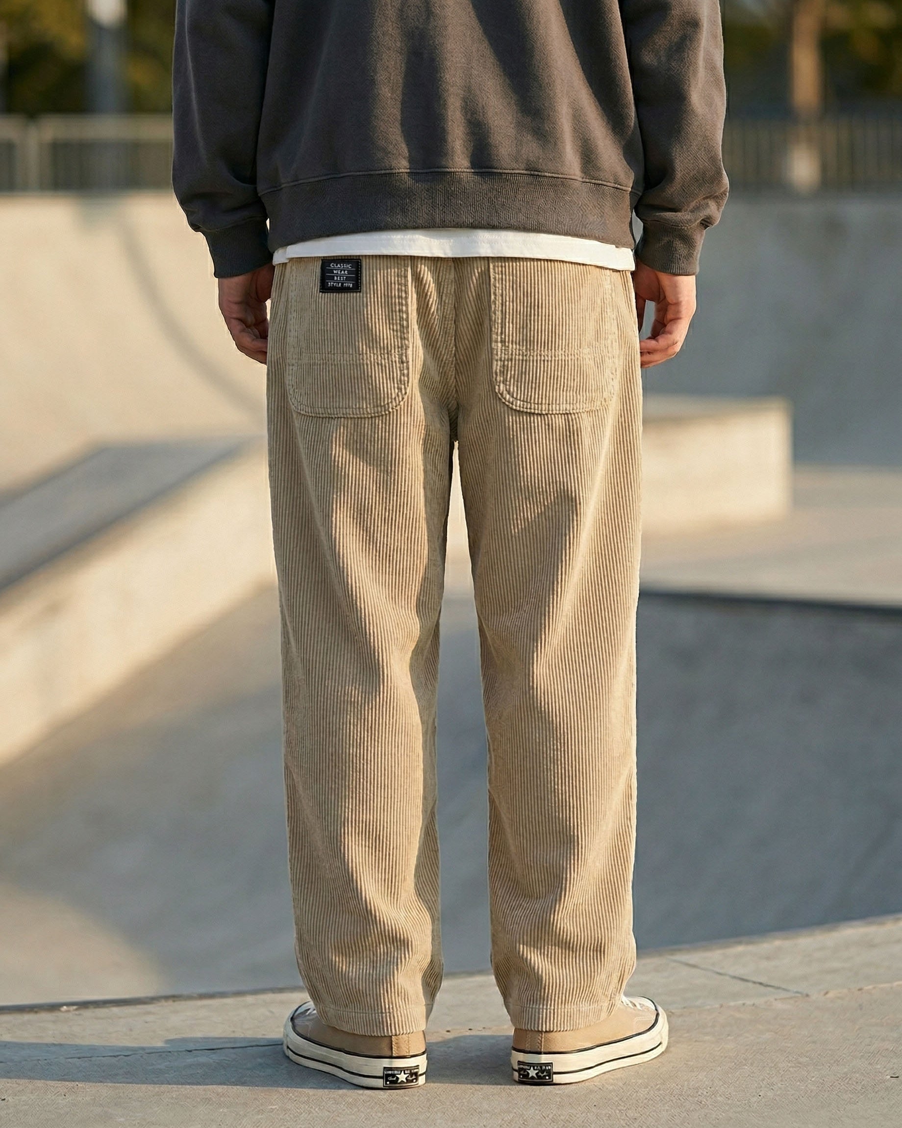 Men's Corduroy Trousers in Dark Brown – on-model view | Hensley London