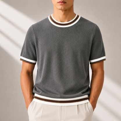 Men's Knit Tee in Grey - front view | Hensley London