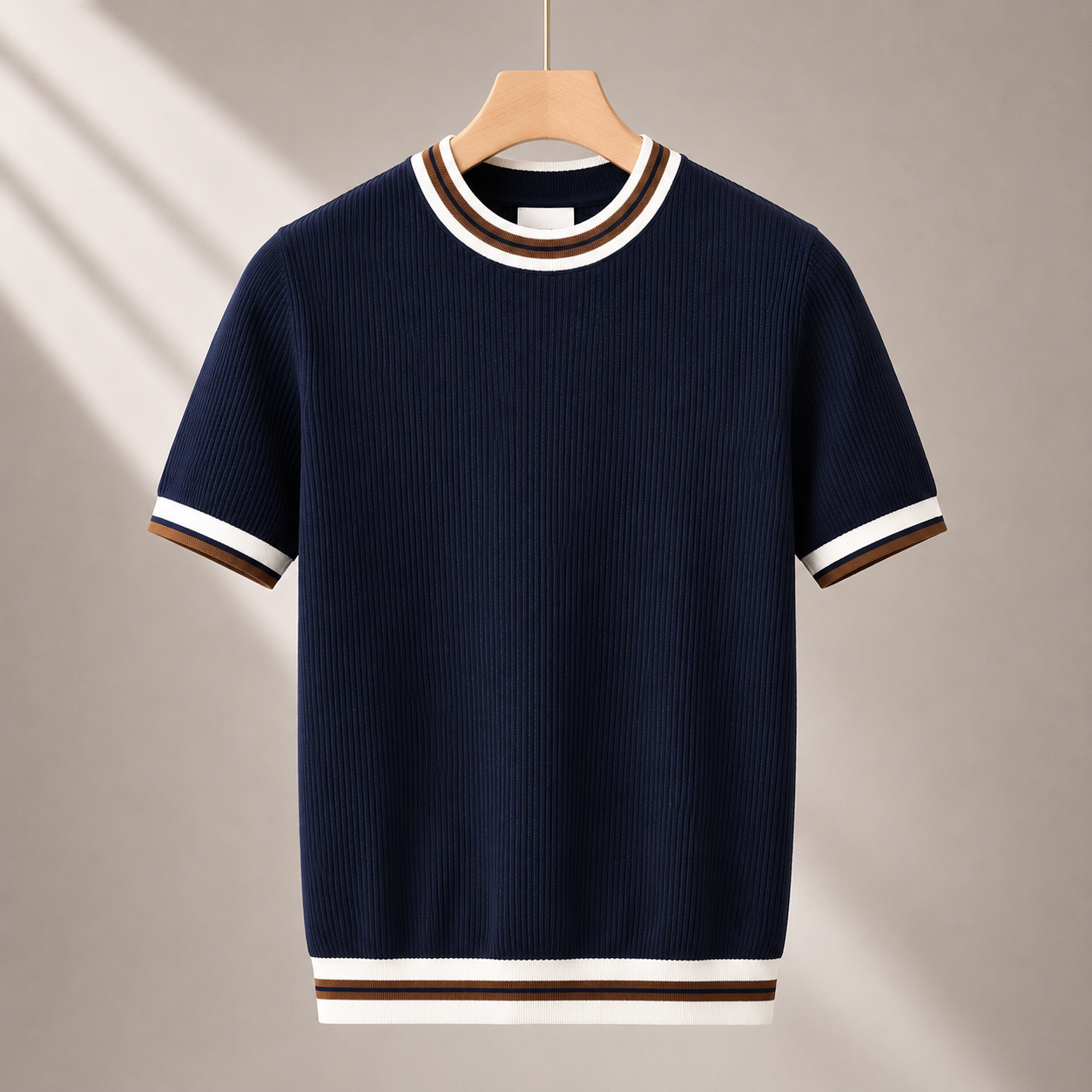 Men's Knit Tee in Black - front view | Hensley London