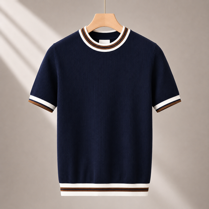 Men's Knit Tee in Black - front view | Hensley London