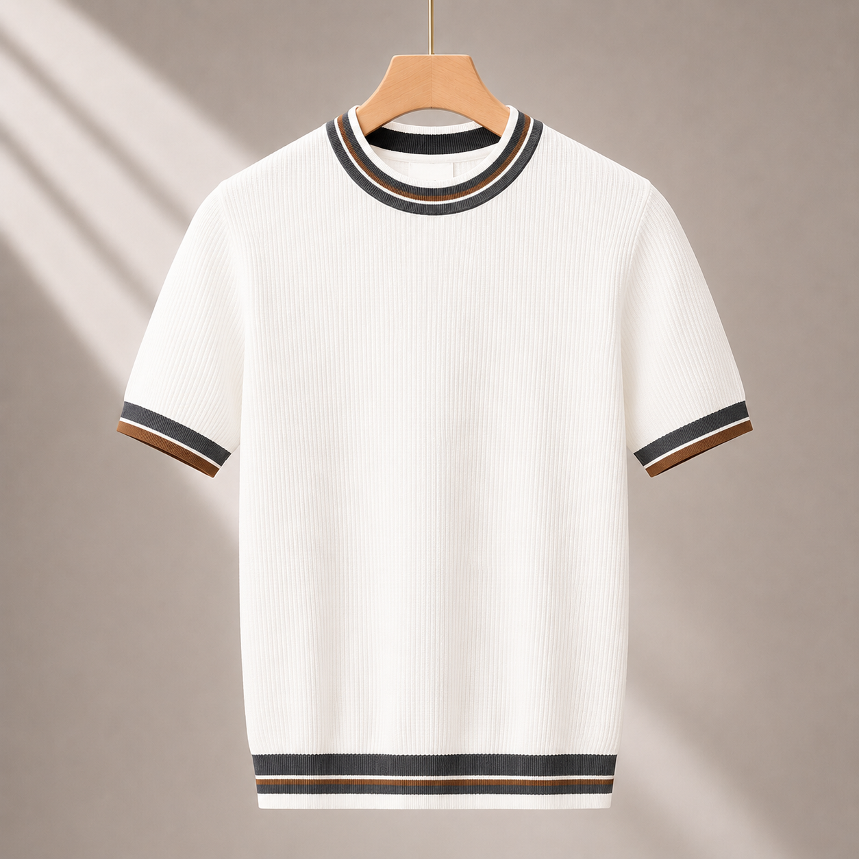Men's Knit Tee in Black - detail view | Hensley London