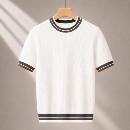 Men's Knit Tee in Black - detail view | Hensley London