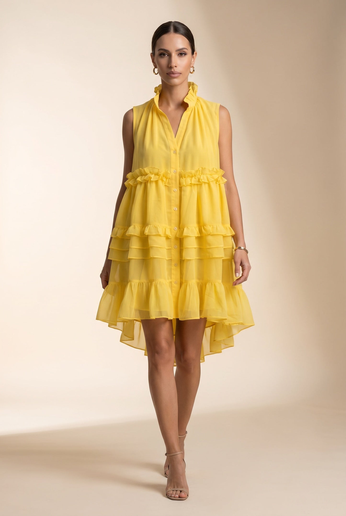 Women's Mini Dress V Neck Peplum Style Polyester - 2